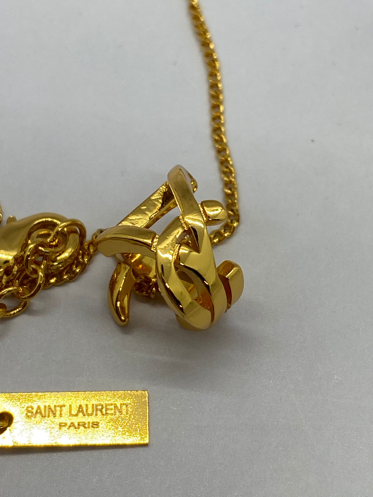 YSL Yves Saint Laurent Monogram Gold Charm Necklace - Pre owned