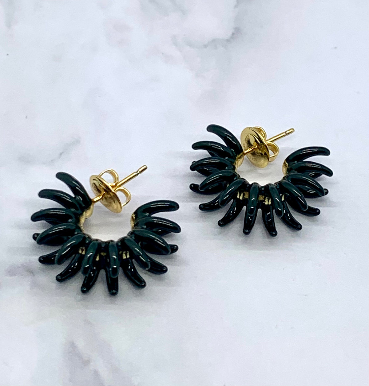BOTTEGA VENETA Black Spikey Earrings - Pre owned