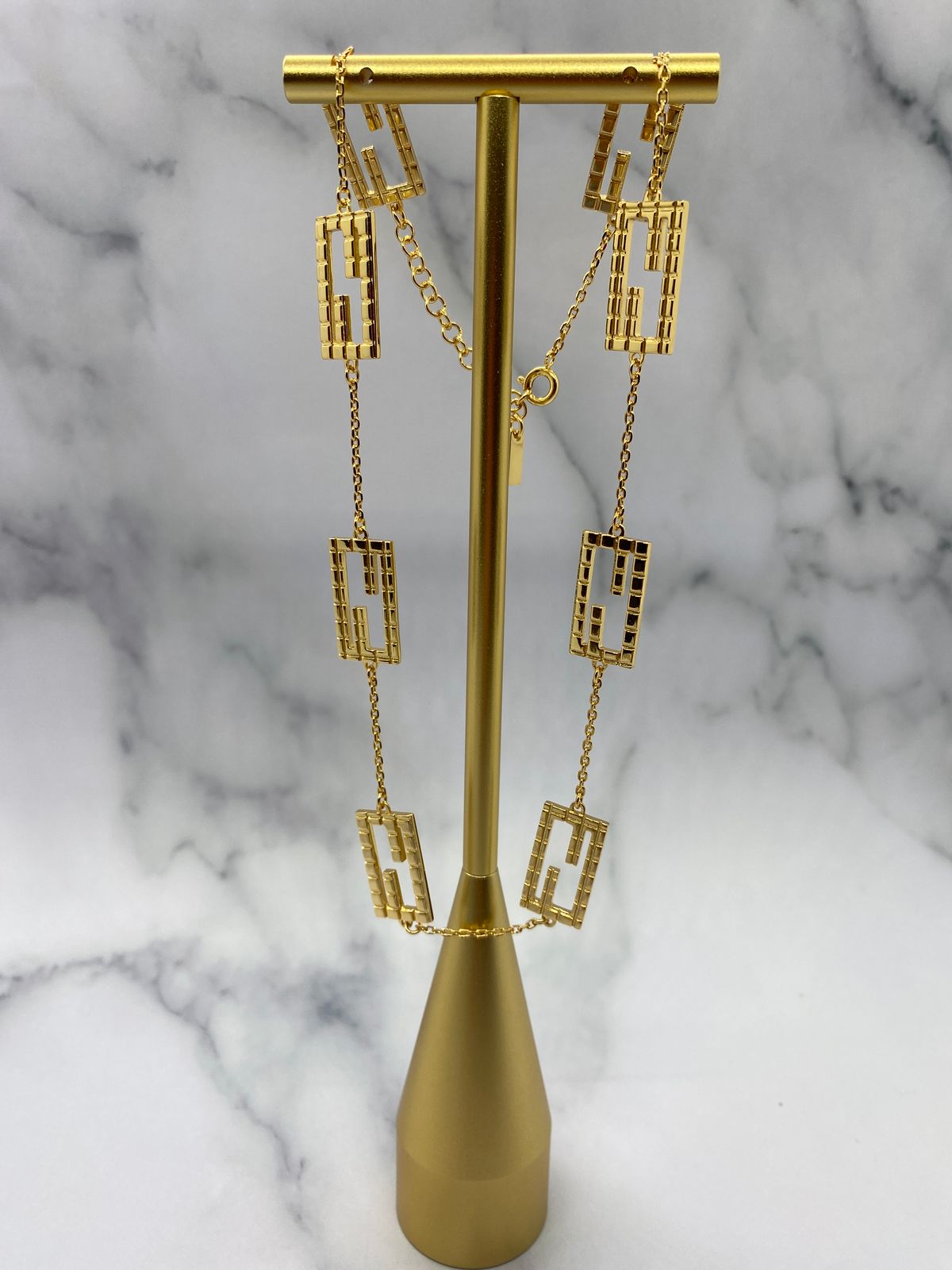 FENDI FF Gold Tone Baguette Necklace - Pre owned