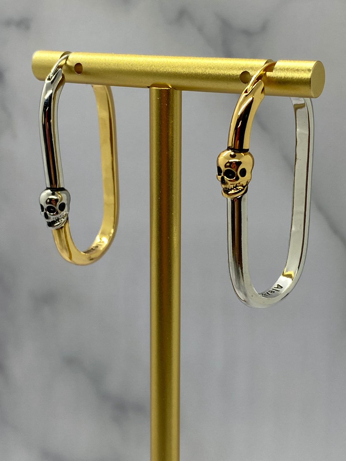 ALEXANDER McQUEEN Gold & Silver Skull Hoop Earrings - Pre owned