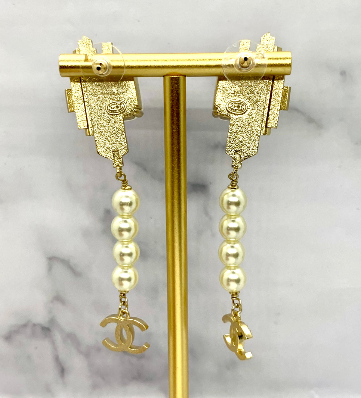 CHANEL CC Statement Pendant Earrings - USED