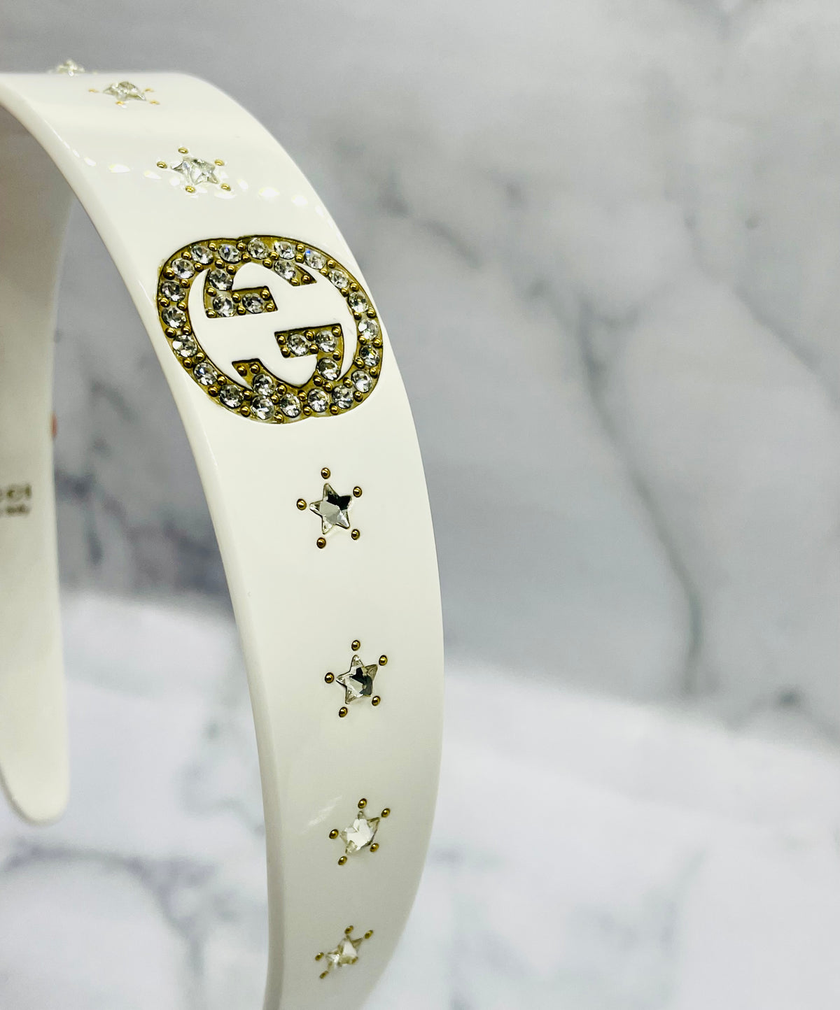 GUCCI White Acrylic Rhinestone Headband - Pre owned
