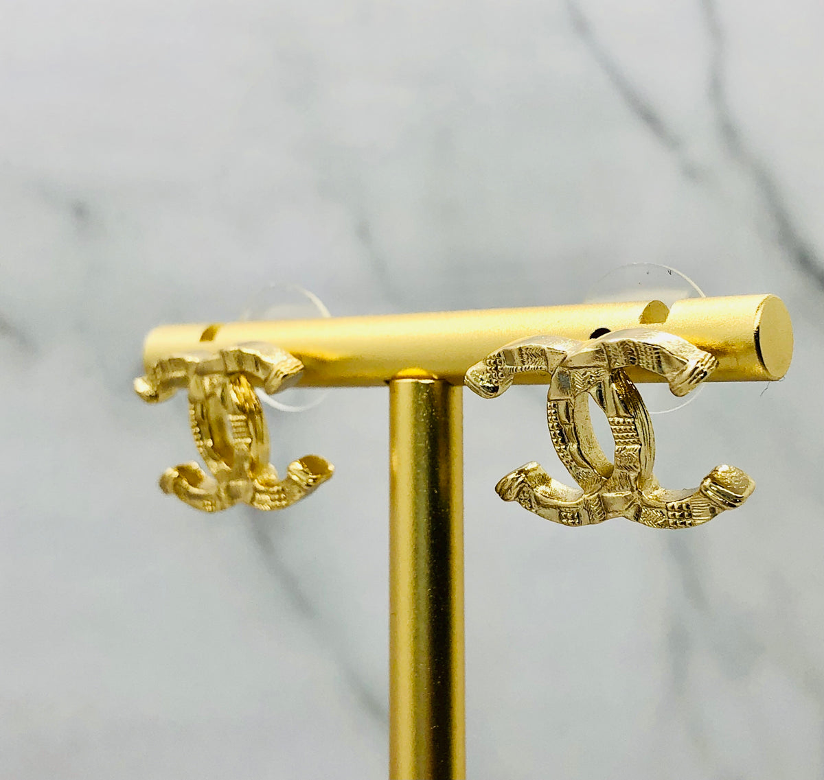 CHANEL CC Gold Tone Earrings - Pre owned