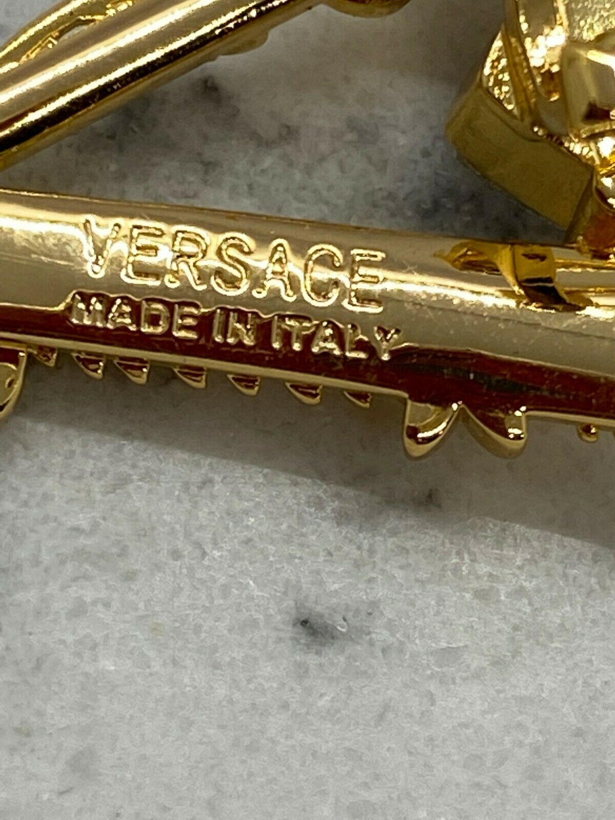 VERSACE V Gold Tone Rhinestone Earrings - Pre owned