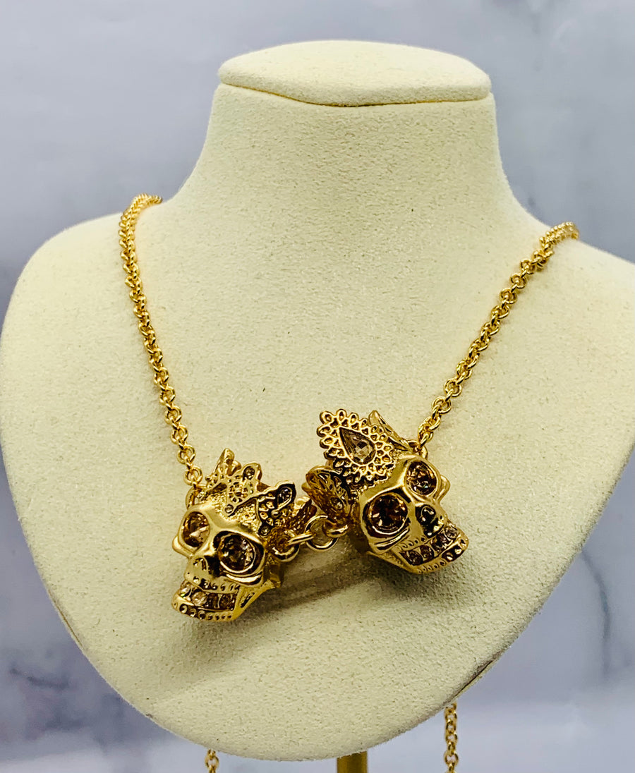 ALEXANDER MCQUEEN Gold Skull Necklace - Pre owned
