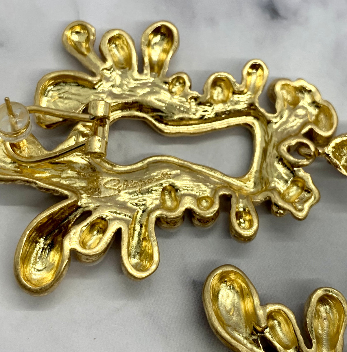 SCHIAPARELLI Statement Key Hole Gold Earrings - Pre owned