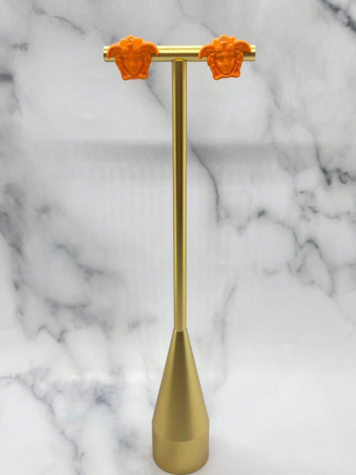 VERSACE Orange Enamel Medusa Earrings - Pre owned
