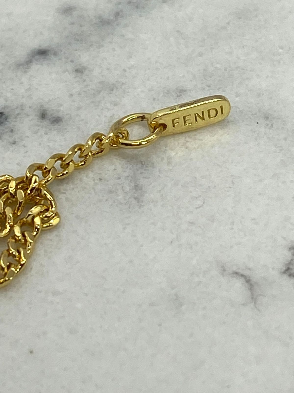 FENDI F Gold Tone Charm Necklace - Pre owned