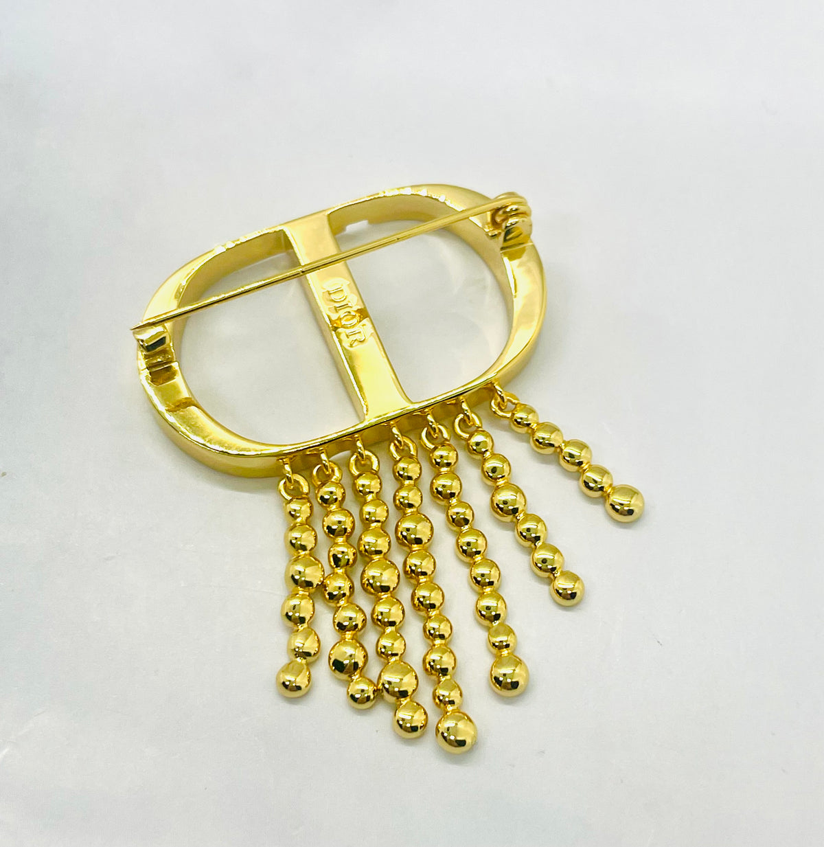 CHRISTIAN DIOR CD Rhinestone Fringe Brooch Pin - Pre owned