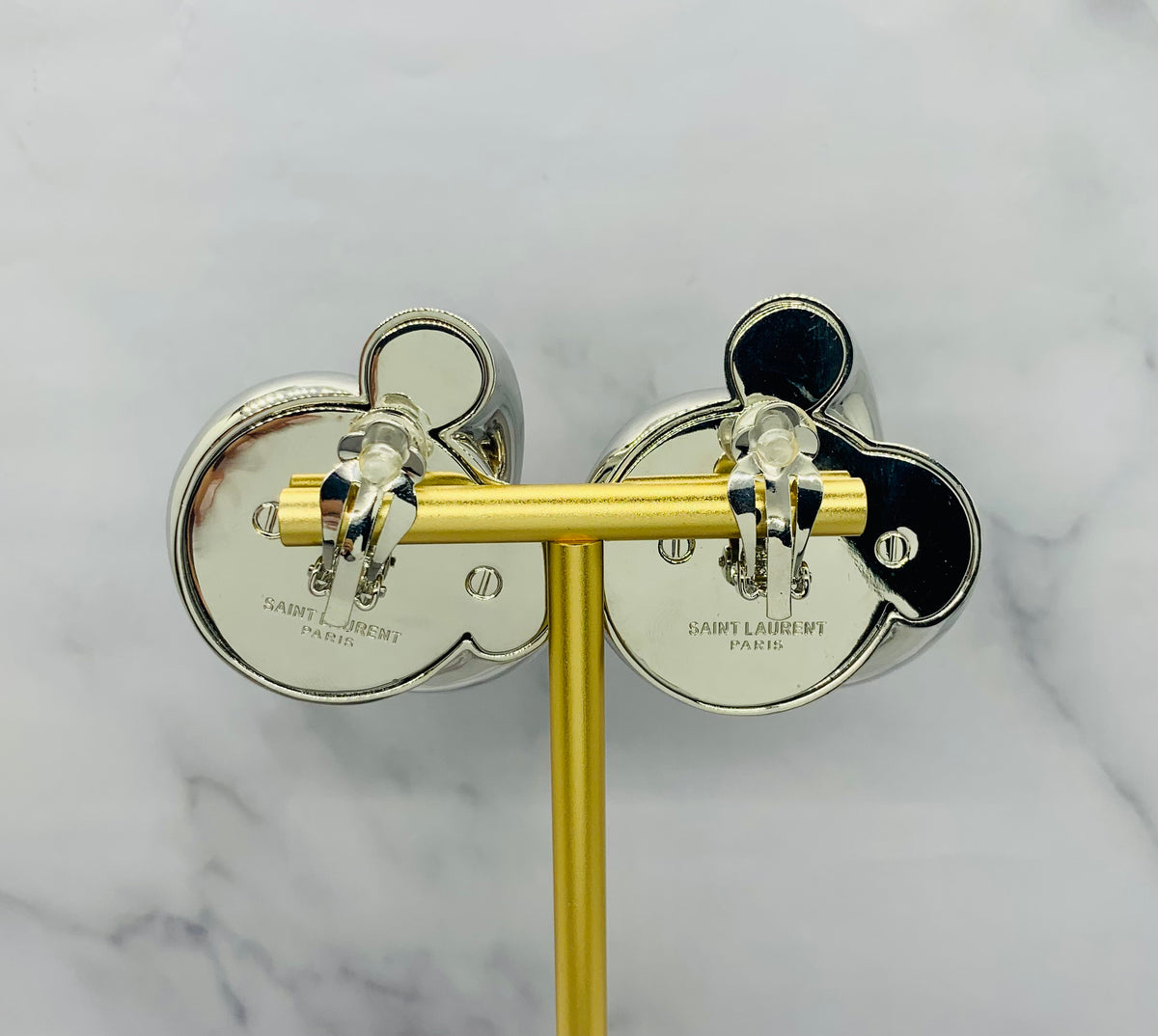 YSL YVES SAINT LAURENT Silver Knot Clip On Earrings - Pre owned