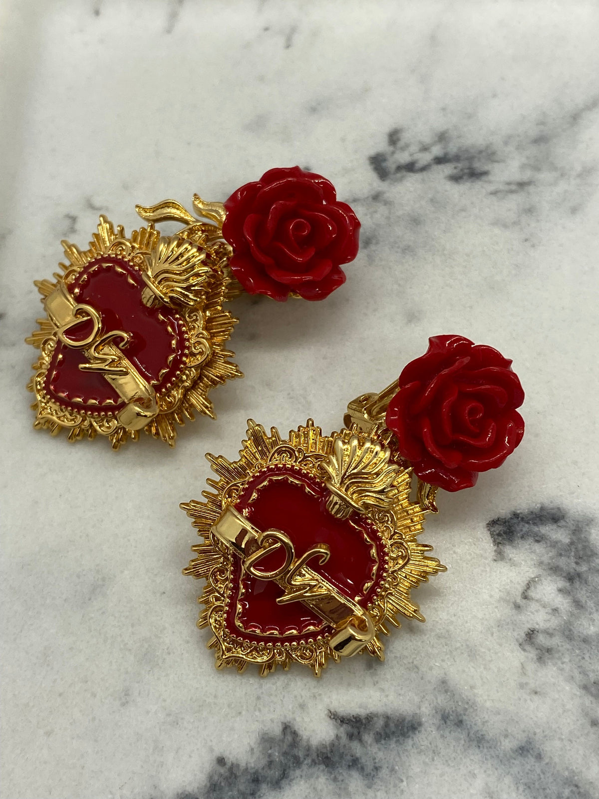 DOLCE & GABBANA Sacred Heart Clip On Earrings - Pre owned