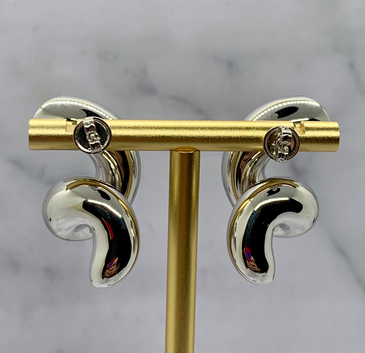 BOTTEGA VENETA Silver Tone Noodle Earrings - Pre owned