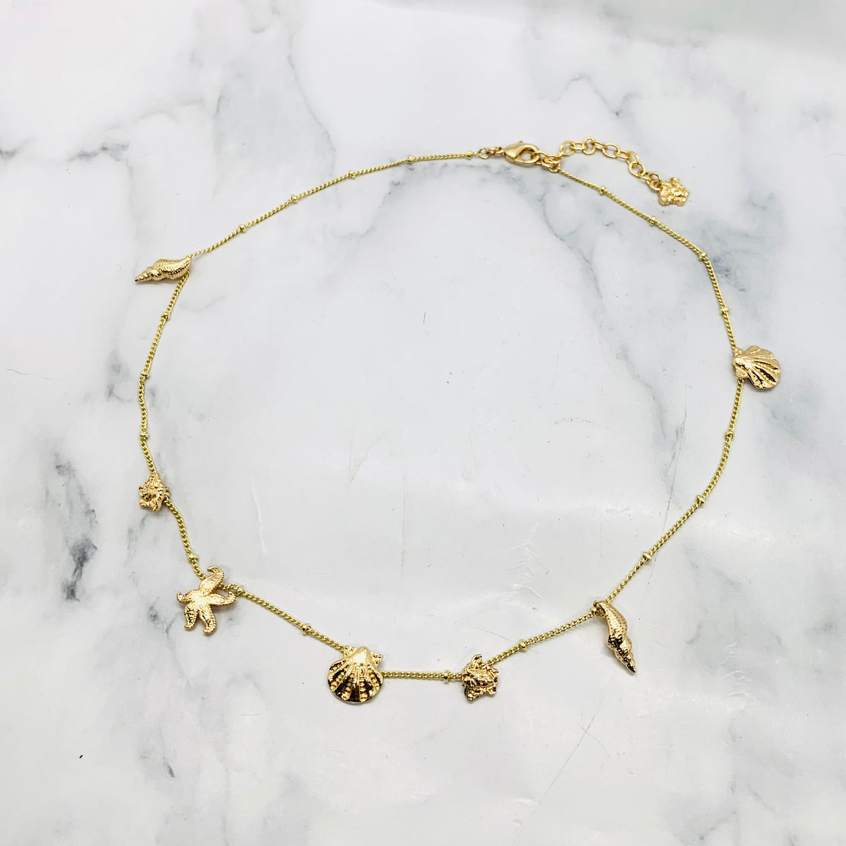 VERSACE Gold Tone Shell Charm Necklace - Pre owned