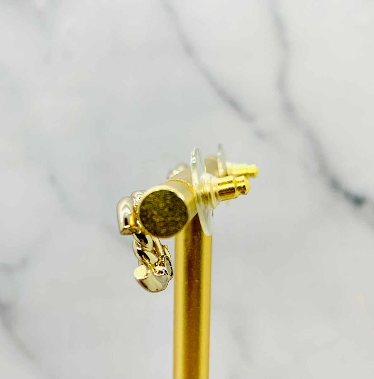 CHANEL CC Gold Tone Twist Earrings - Pre owned