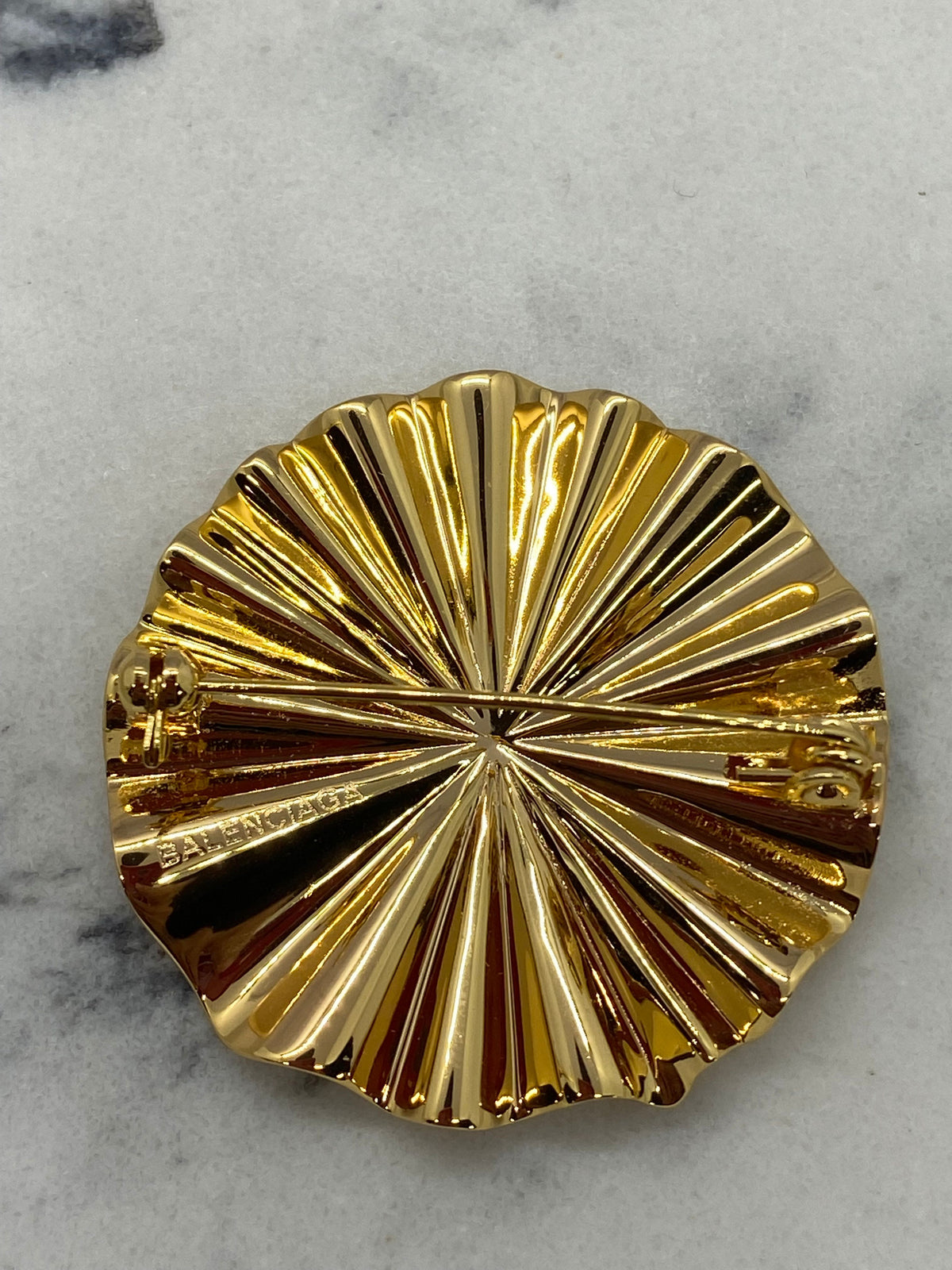 BALENCIAGA BB Gold Tone Brooch Pin - Pre owned