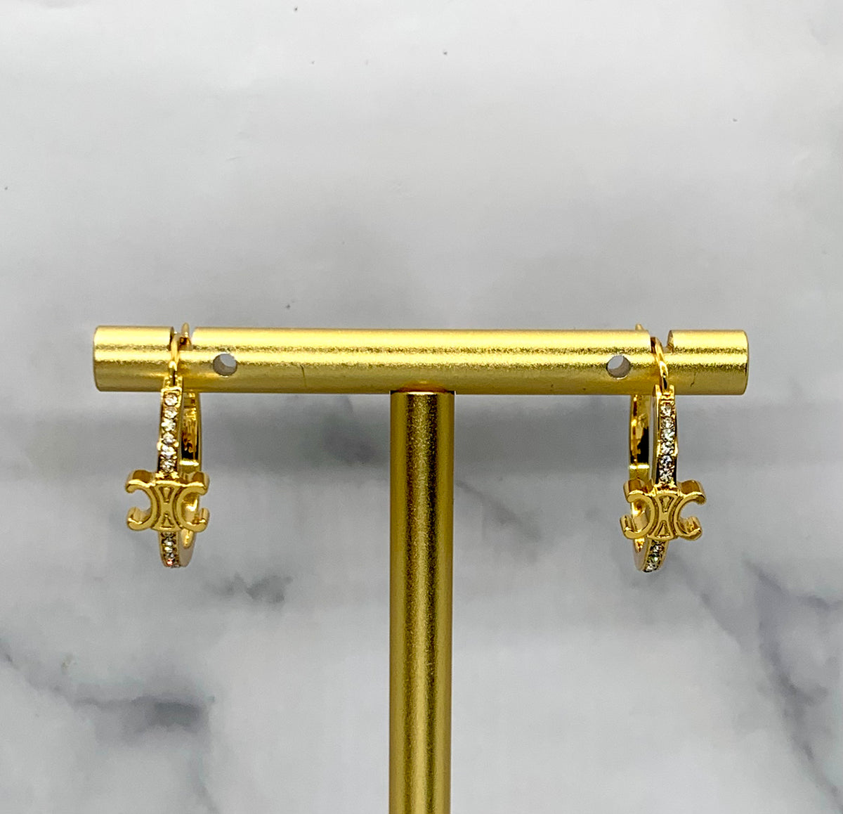 CELINE Rhinestone Hoop Earrings - Pre owned