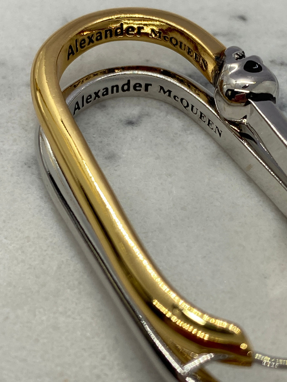 ALEXANDER McQUEEN Gold & Silver Skull Hoop Earrings - Pre owned