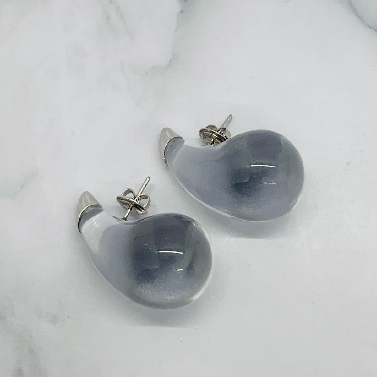 BOTTEGA VENETA Clear Silver Drop Earrings - Pre owned