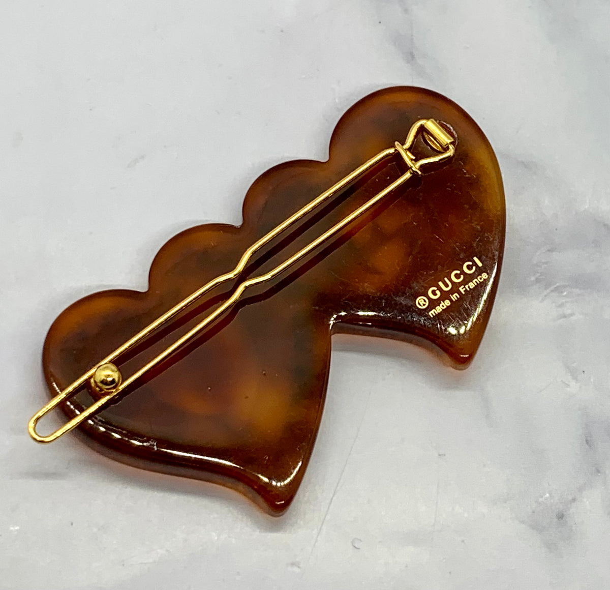 GUCCI 2 Heart Rhinestone Hair Clip - Pre owned