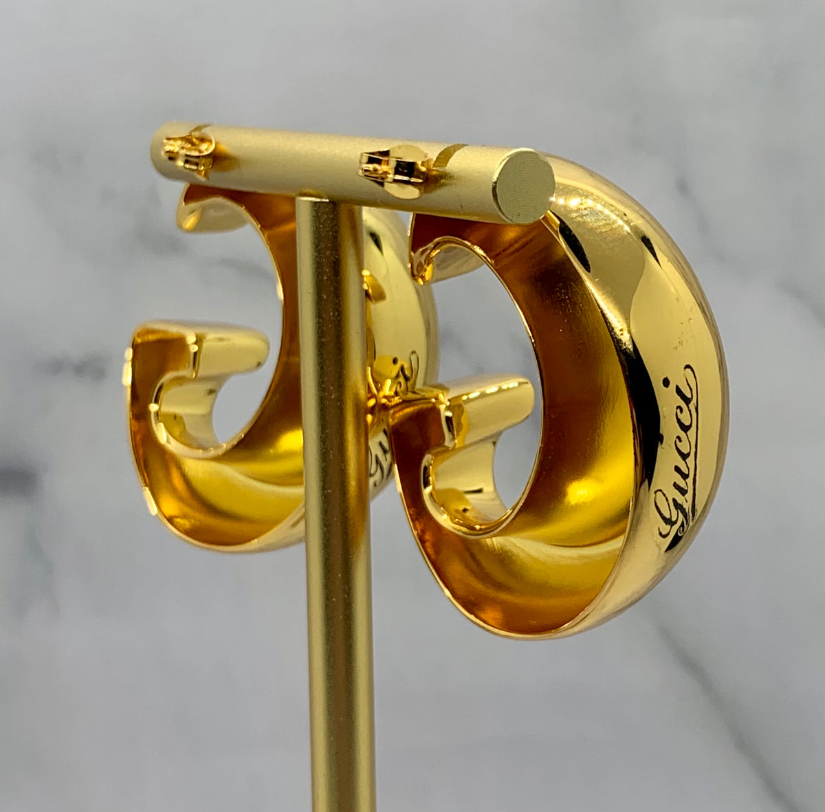 GUCCI GG Gold Tone Earrings - Pre owned