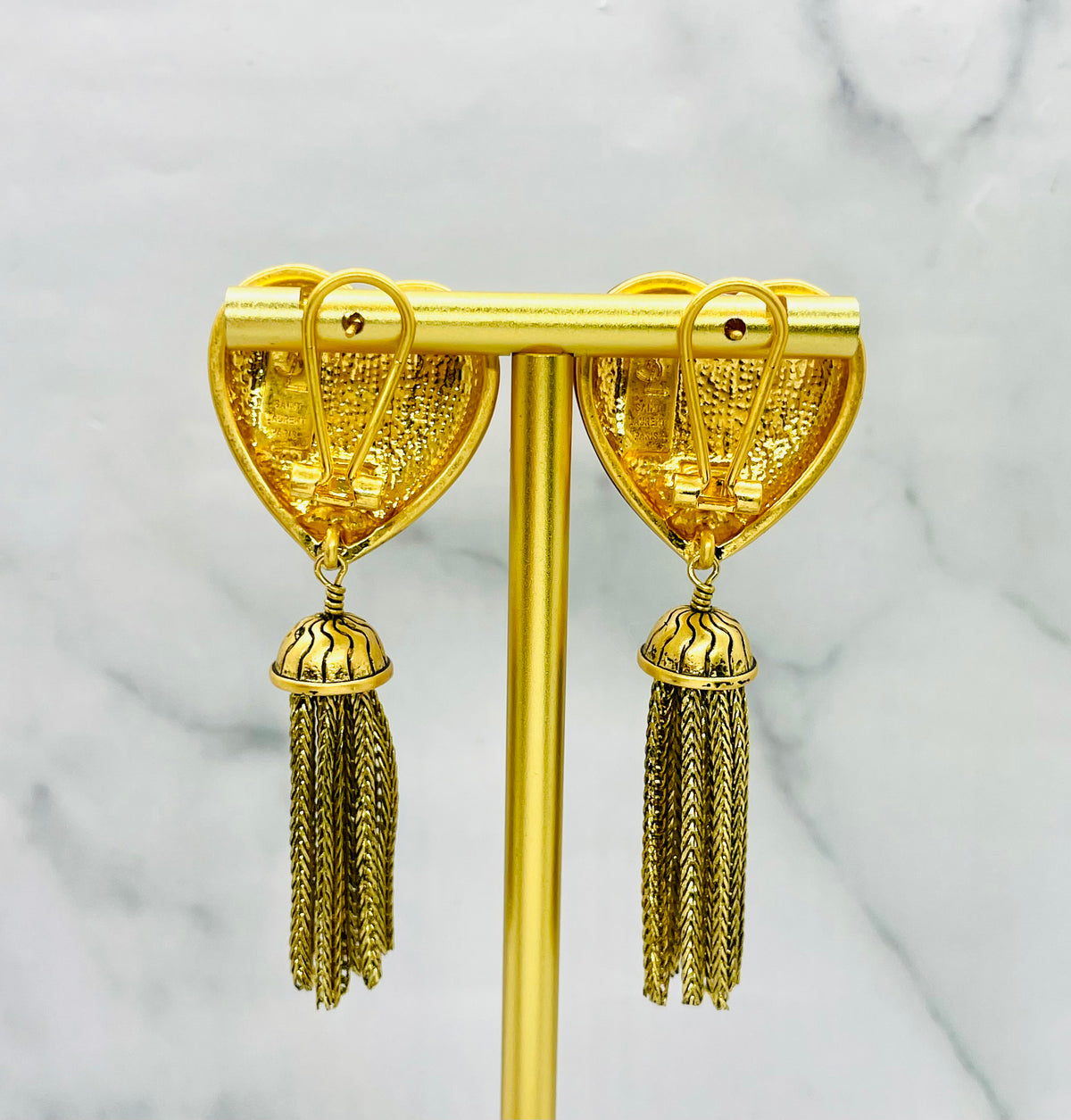 YSL YVES SAINT LAURENT Vintage Heart Tassel Earrings - Pre owned