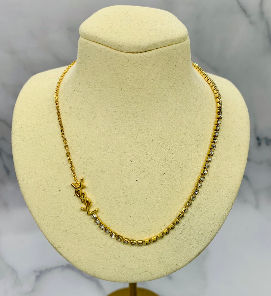 YSL YVES SAINT LAURENT Rhinestone Necklace - Pre owned