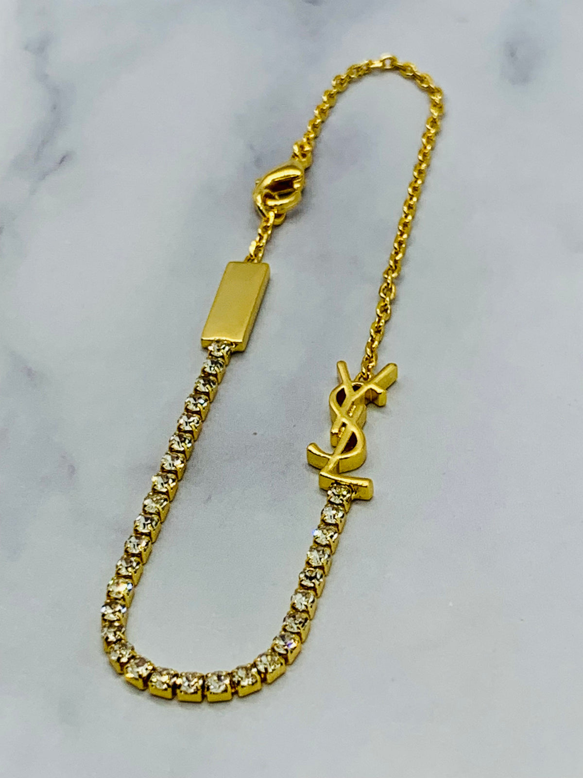 YSL YVES SAINT LAURENT Rhinestone Bracelet - Pre owned