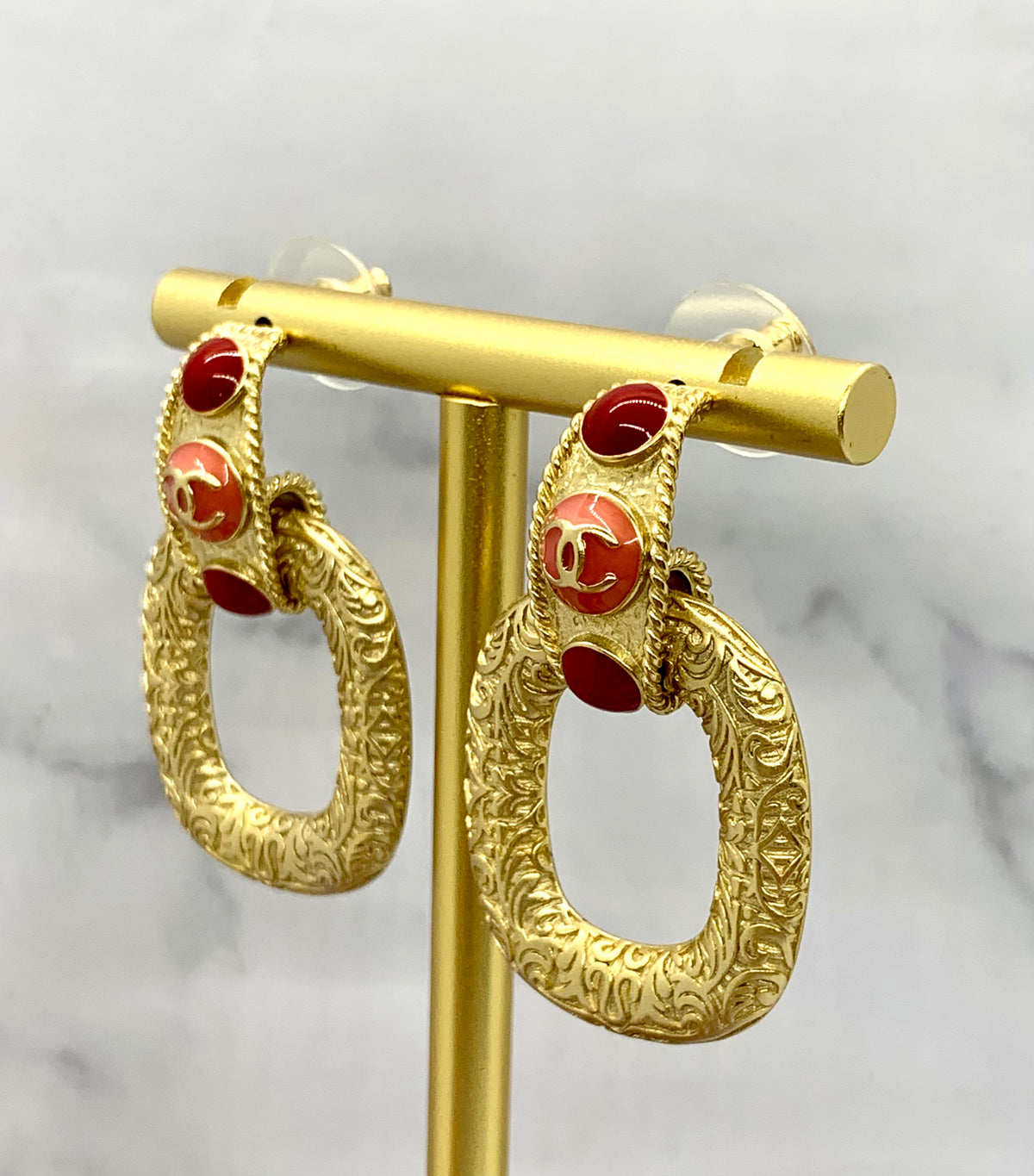 CHANEL CC Vintage Door Knocker Earrings - USED