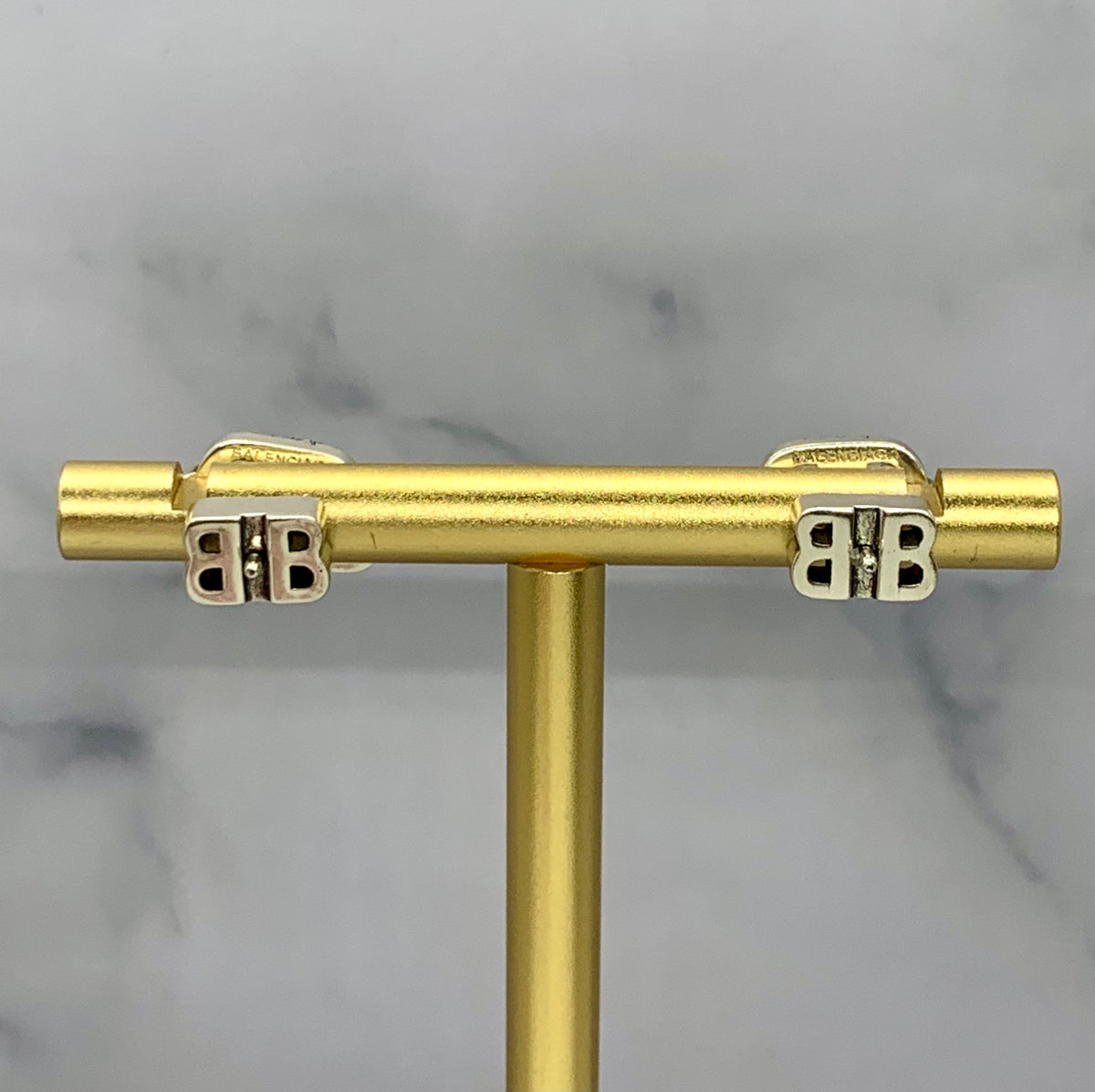 BALENCIAGA BB Rhinestone Earrings - USED