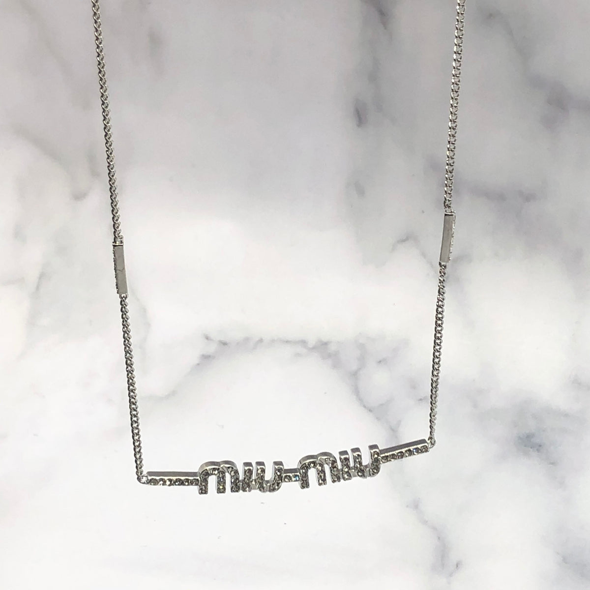 MIU MIU Rhinestone Monogram Necklace - Pre owned