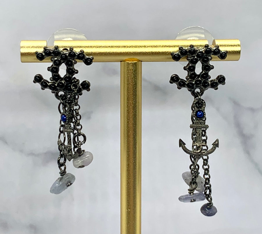 CHANEL CC Cruise Anchor Stone Earrings - Pre owned