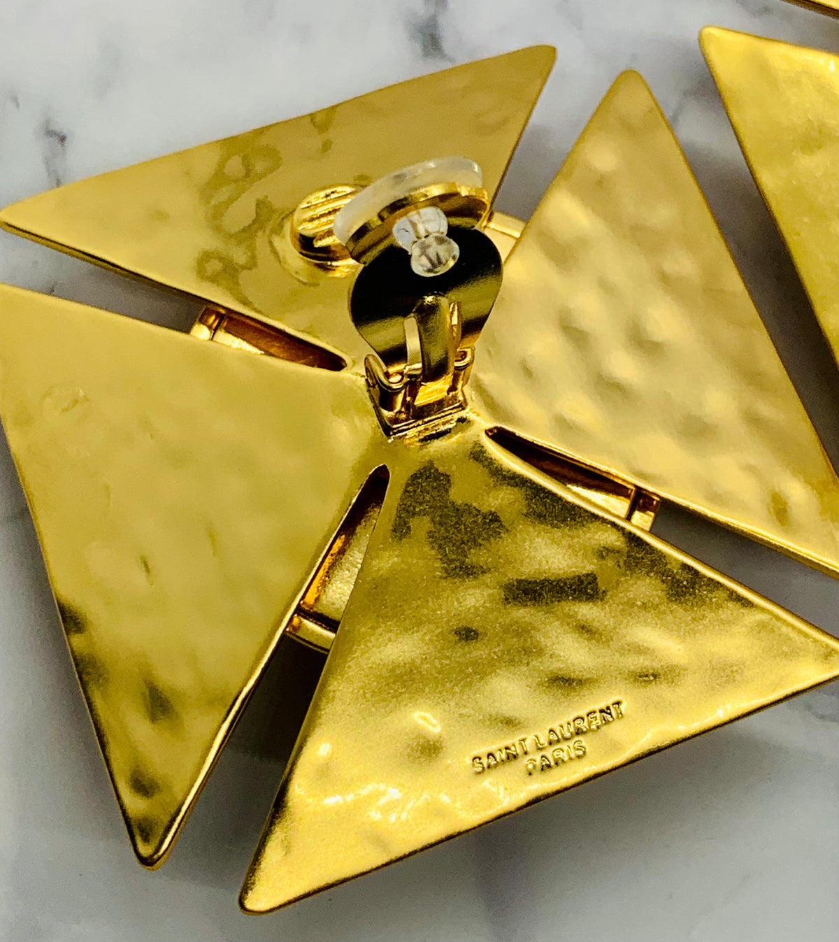YSL YVES SAINT LAURENT Cross Pearl Clip On Earrings - Preowned