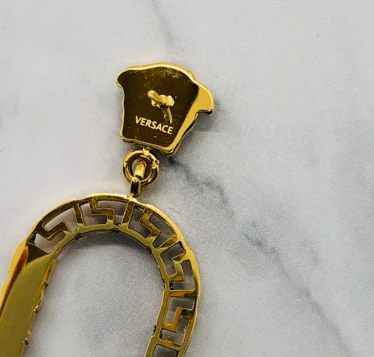 VERSACE Gold Tone Hoop Medusa Earrings - Pre owned