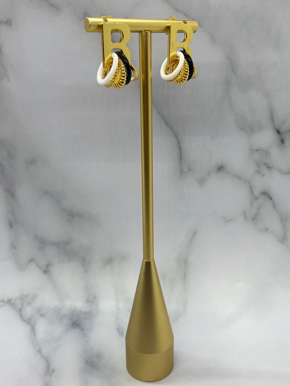 BALENCIAGA B Gold Tone Multi Hoop Earrings - Pre owned