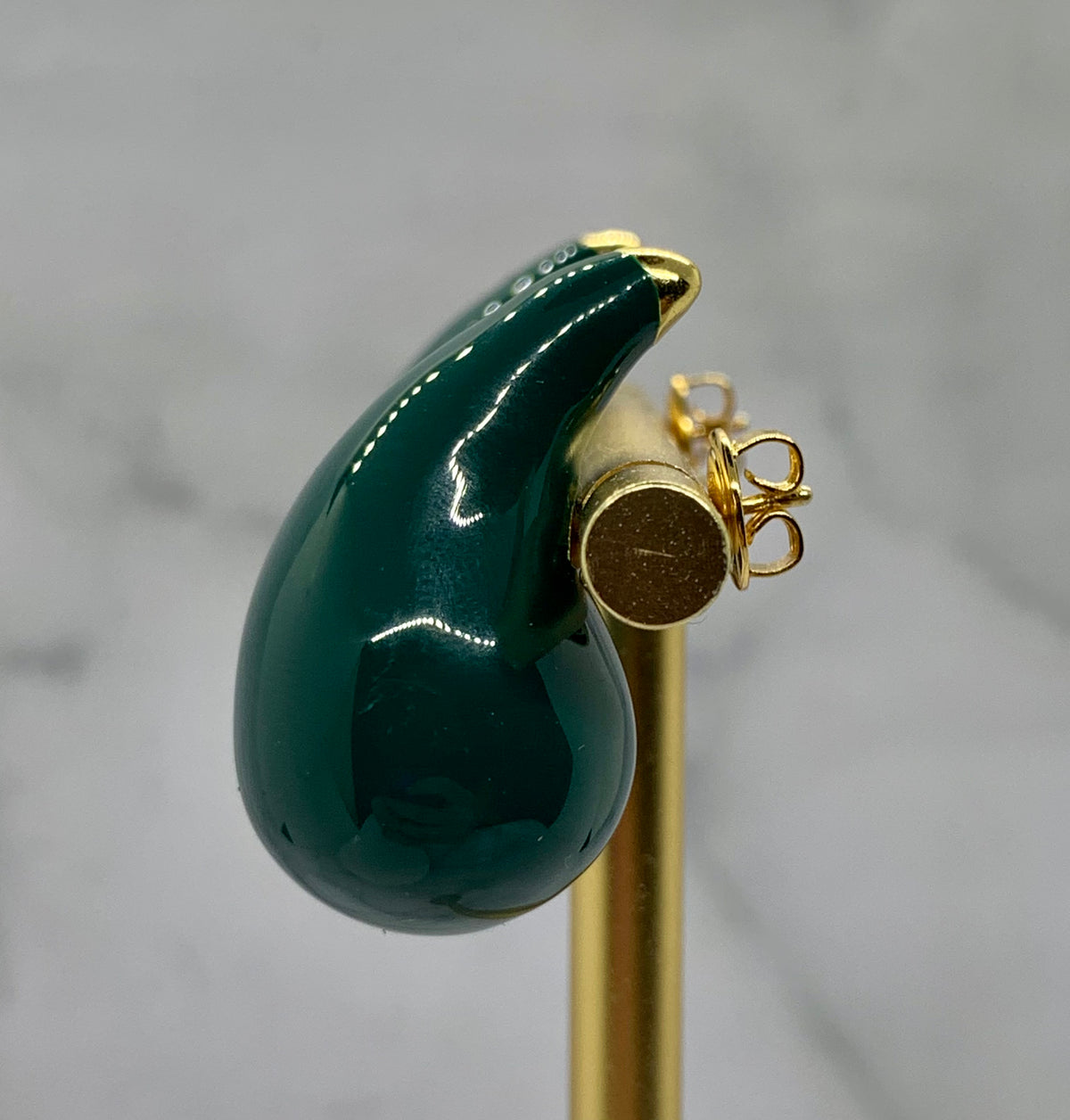 BOTTEGA VENETA Dark Green Tear Drop Earrings - Pre owned