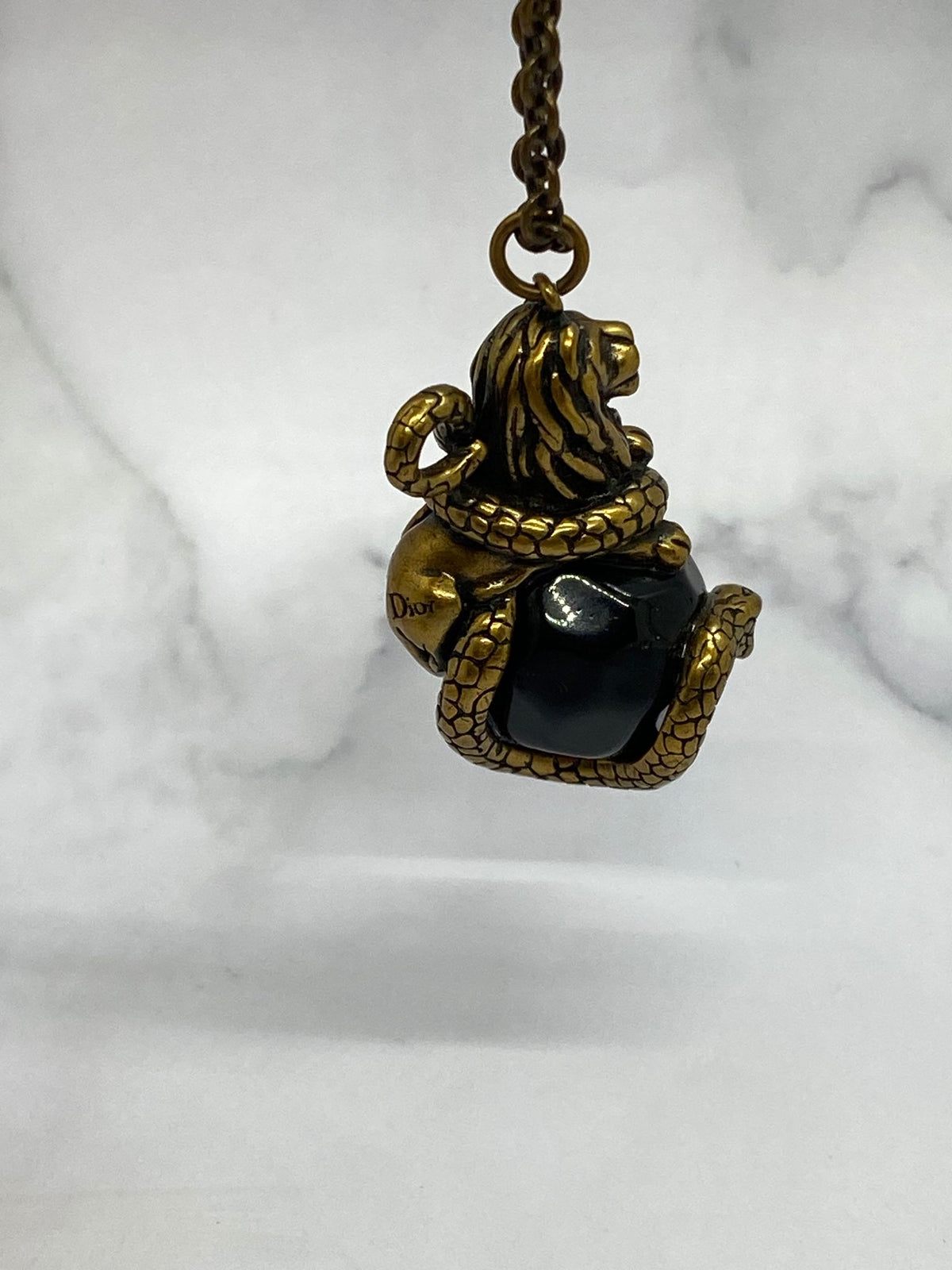CHRISTIAN DIOR Onyx Ornate Pendant Necklace - Pre owned