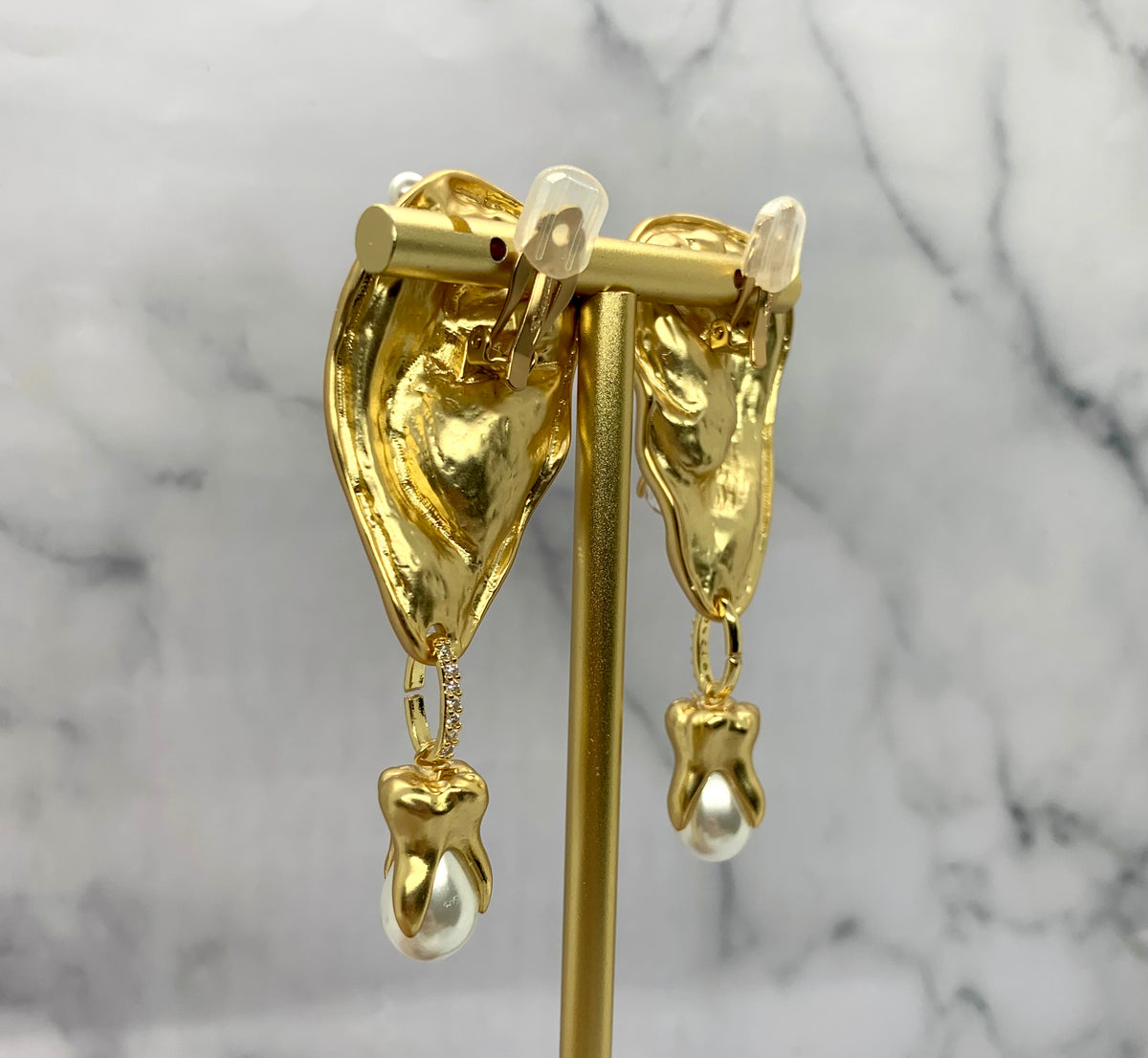 SCHIAPARELLI Statement Tooth & Ear Pendant Earrings - Pre owned