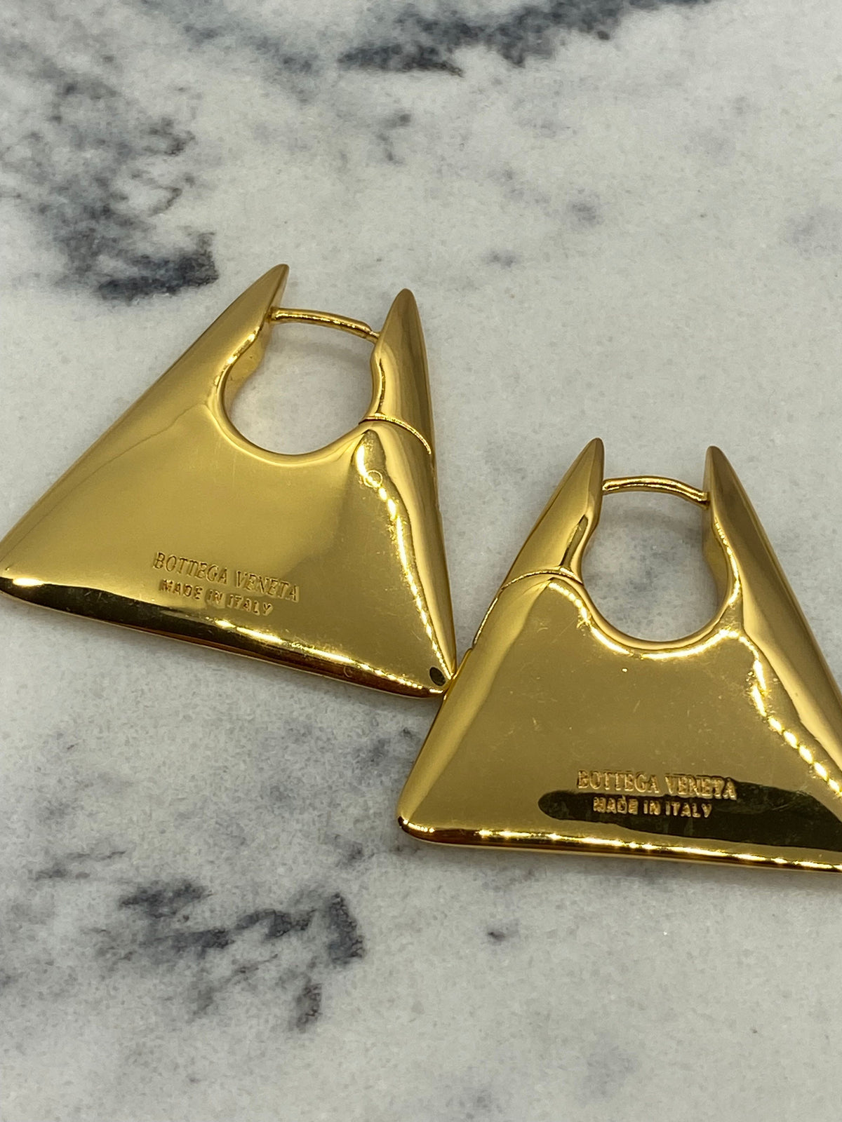 BOTTEGA VENETA Gold Tone Triangle Earrings - Pre owned