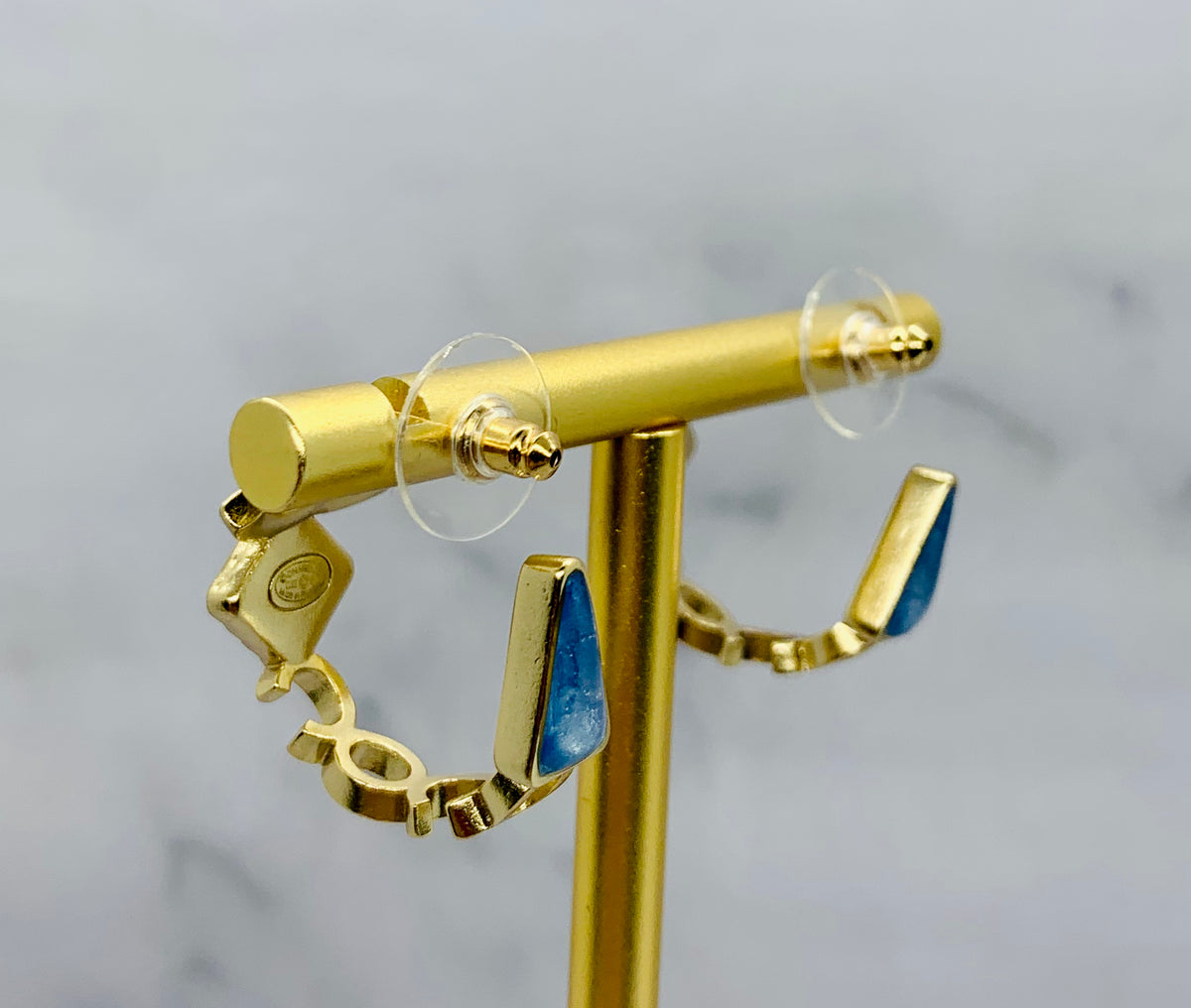 CHANEL CC Rhinestone Color Tone Hoop Earrings - Pre owned