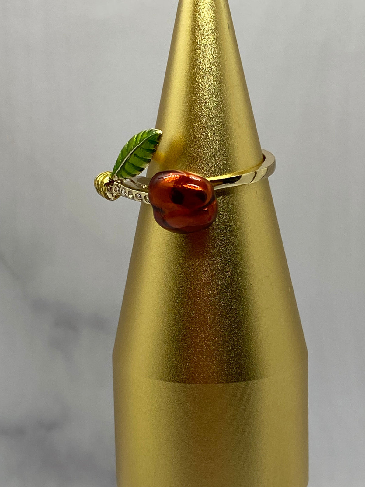MIU MIU Cherry Rhinestone Ring Size 7 M - Pre owned