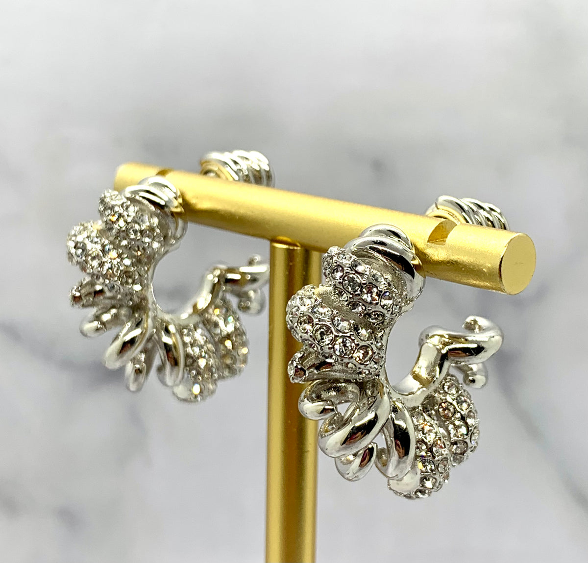 BOTTEGA VENETA Silver Tone Hoop Earrings - Pre owned