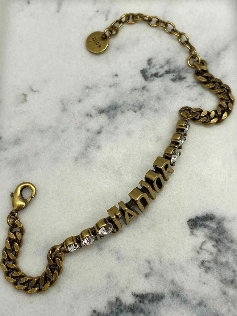 CHRISTIAN DIOR J'Adior Brass Tone Rhinestone Bracelet - Pre owned