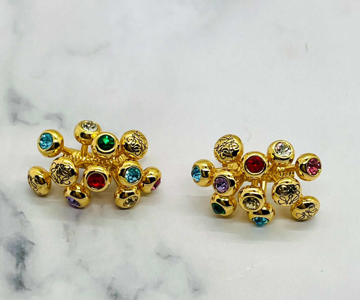 LOEWE Multi Color Rhinestone Earrings - Pre owned