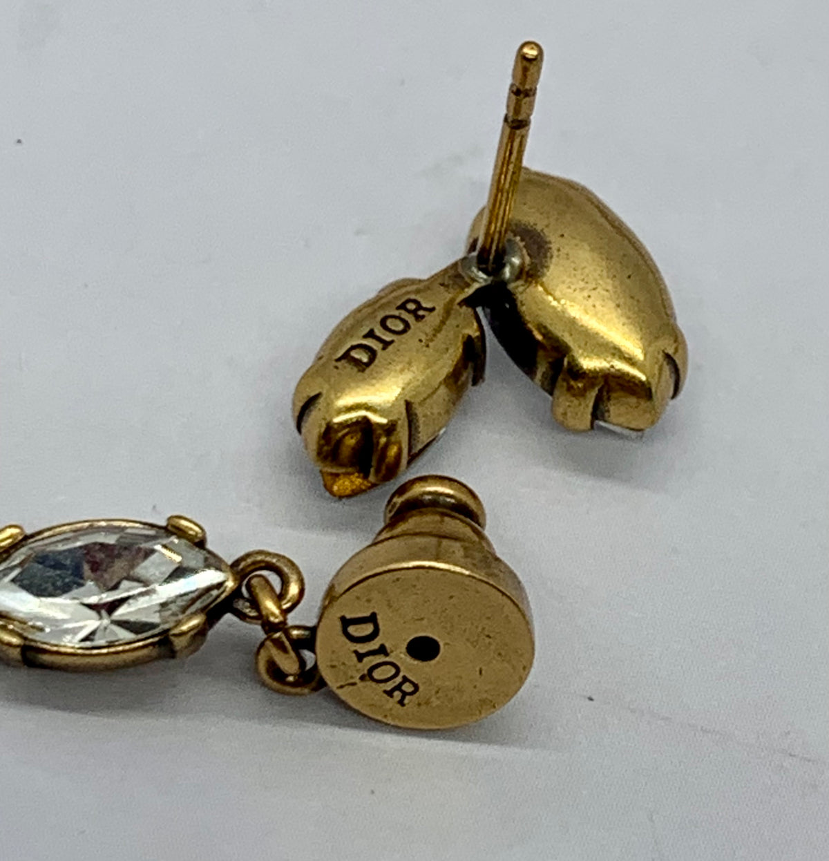CHRISTIAN DIOR J'Adior Crystal Pendant Cocktail Earrings - USED