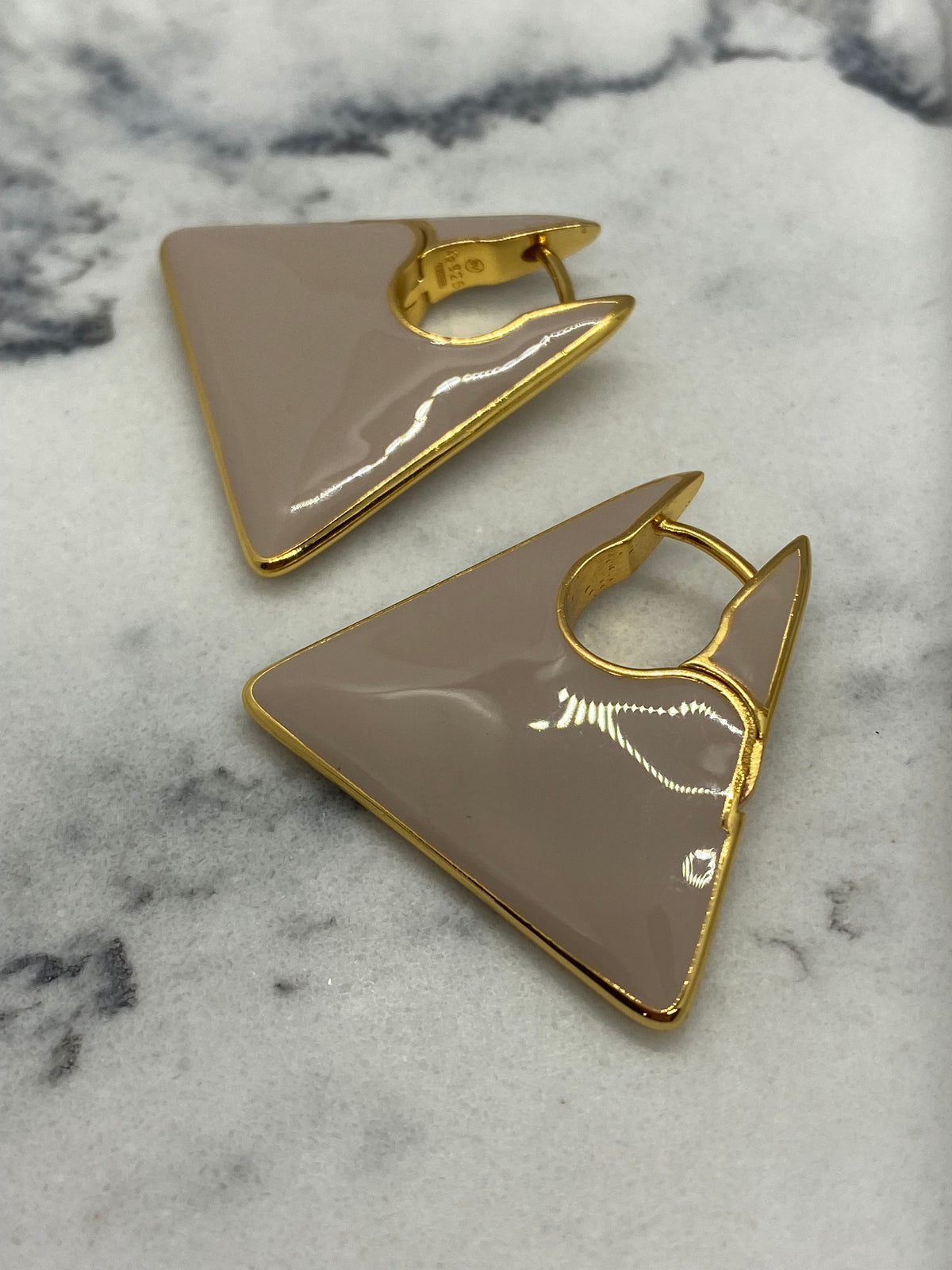 BOTTEGA VENETA Triangle Hoop Nude Earrings - Pre owned