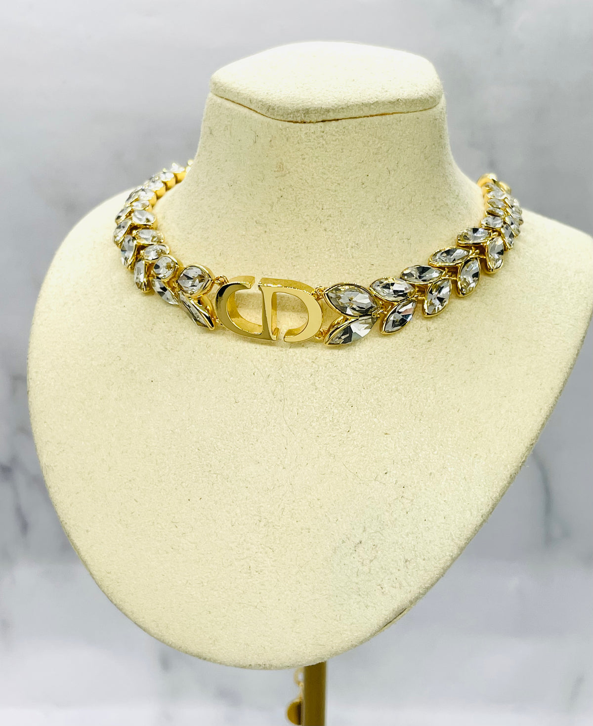 CHRISTIAN DIOR CD Rhinestone Choker Necklace- Pre owned
