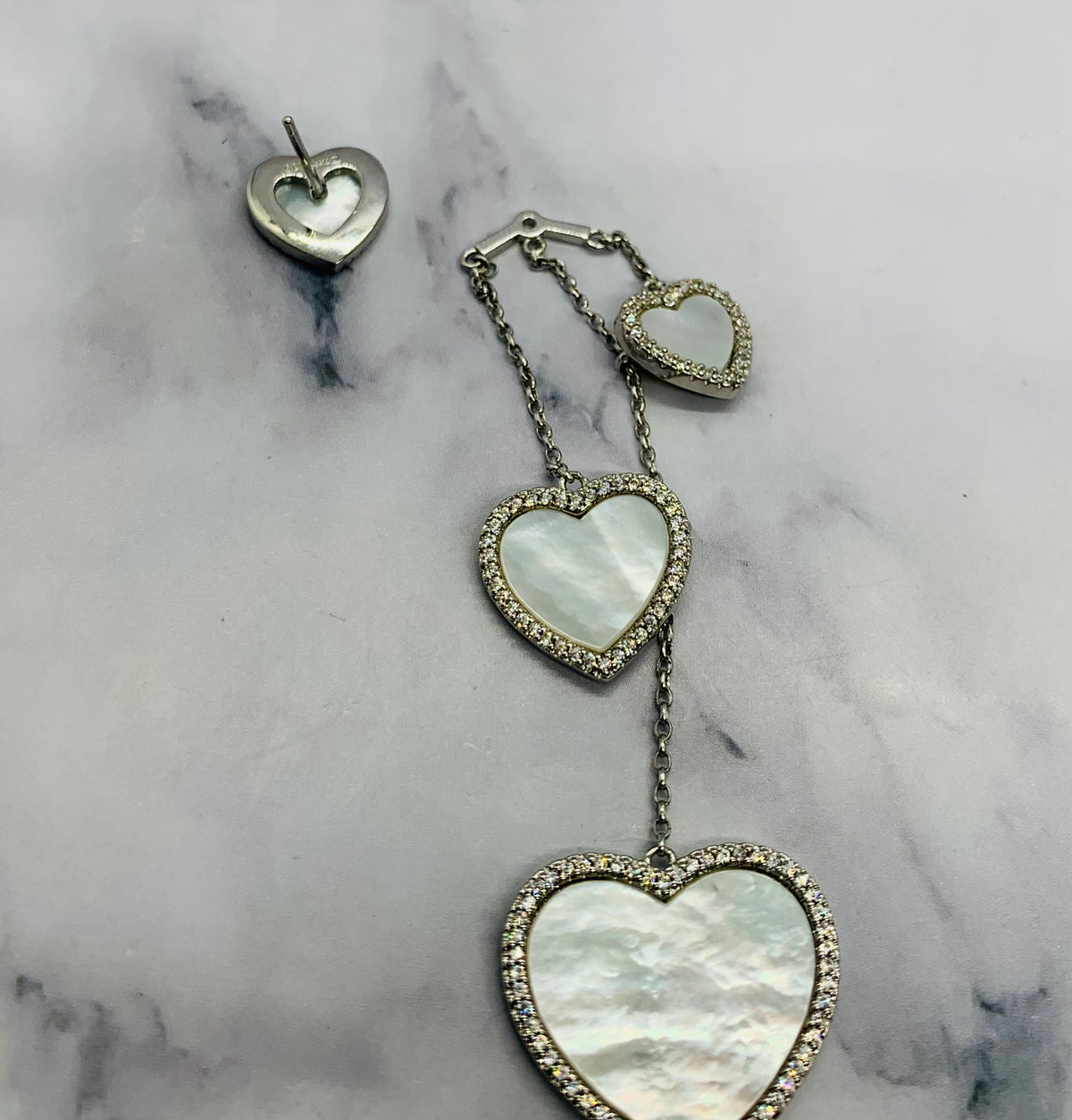 APM MONACO Mother of Pearl Heart Earrings - Pre owned