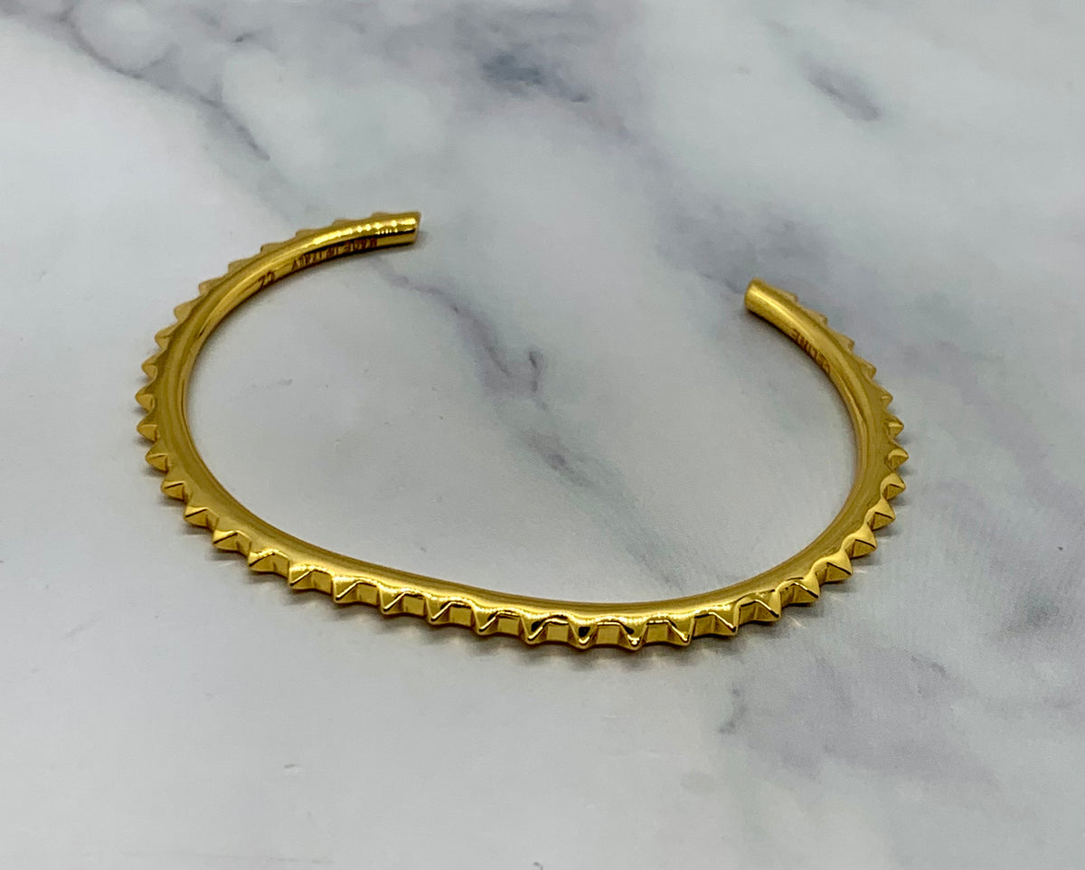 CELINE Gold Tone Spike Cuff Bangle Bracelet - Pre owned
