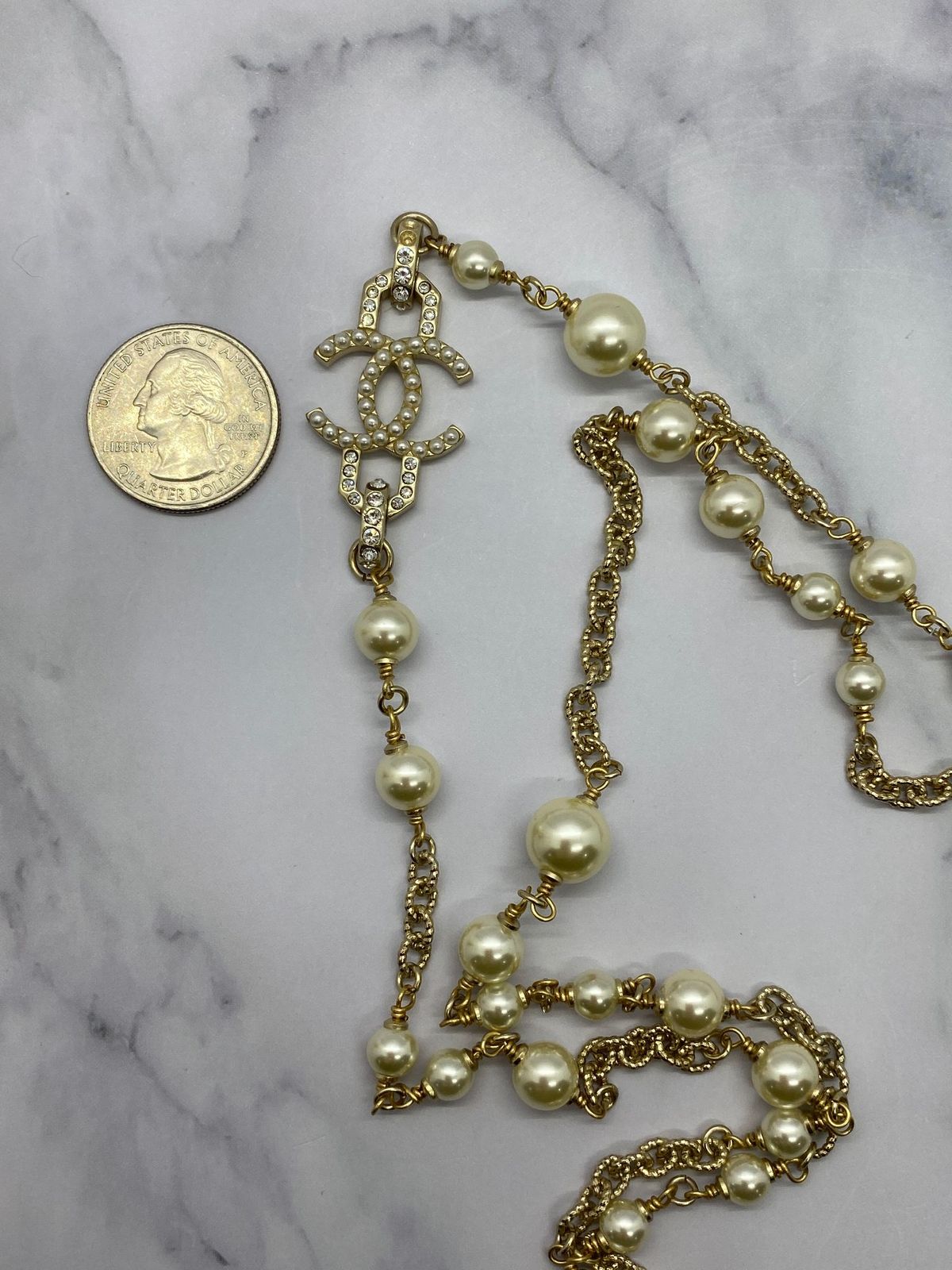 CHANEL CC Pearl Wrap Around Necklace - Damaged