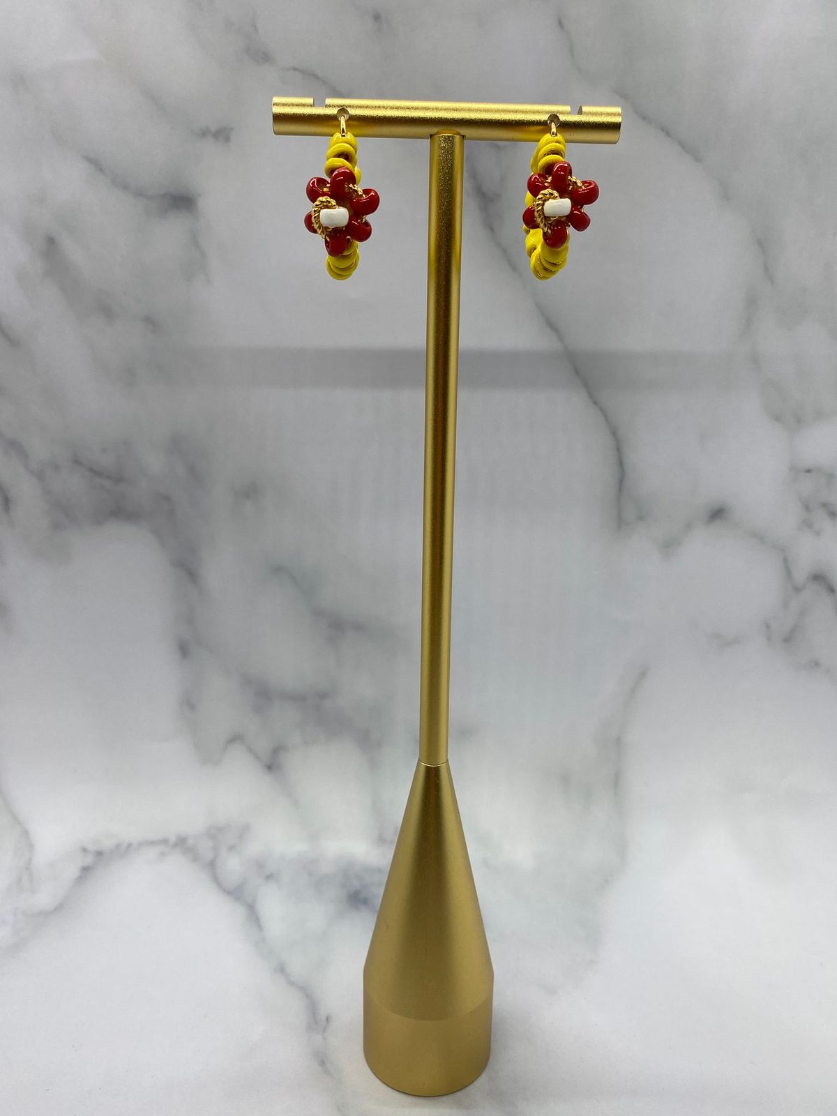 BOTTEGA VENETA Yellow & Red Hoop Earrings - Pre owned